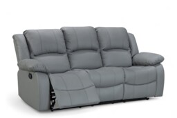 Grey Faux Leather 3 Seater Recliner Sofa VARESA