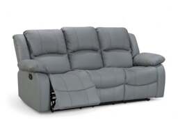 Grey Faux Leather 3 Seater Recliner Sofa VARESA