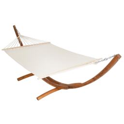Hammock Thorsten - wooden frame, for 2 people, height adjustable, durable fabric White white 415 x 150 x 124 cm 1