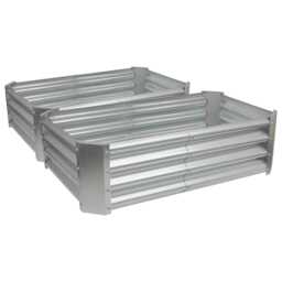 Harbour Housewares Raised Garden Beds - 2x Silver Rectangular Bottomless Metal Raised Galvanised Steel Planter Box 120 x 60cm