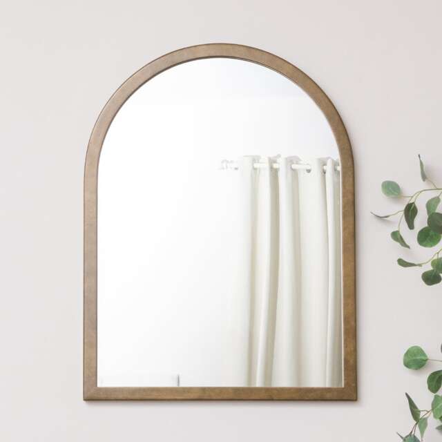Bronze Framed Arched Wall Mirror - 60cm X 80cm