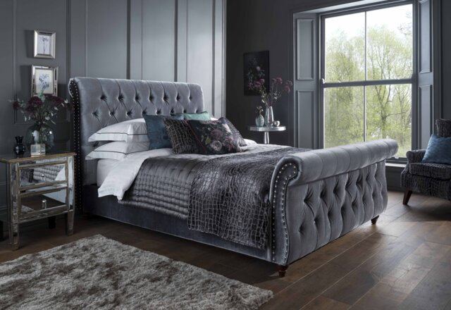 Montana 5ft Kingsize Grey Fabric Bed Frame Grey King