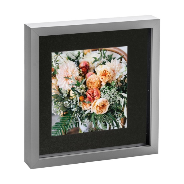 "Nicola Spring 10 x 10"" Photo Frame - Grey/Black Mount - 3D Photo Frame Picture Frame Box Portrait Display Case (53 x 53cm)"