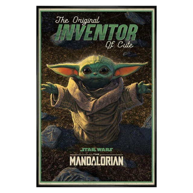 Gloss Black Framed Star Wars: The Mandalorian The Original Inventor of Cute Maxi Poster Multi