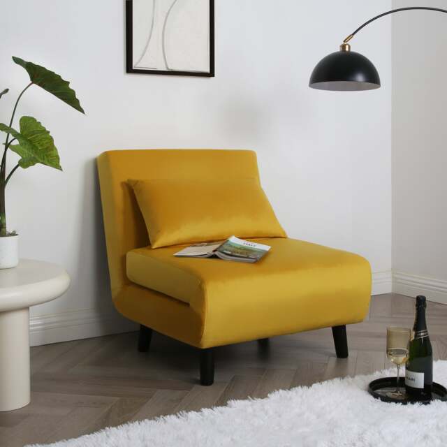 Aurora 1 Seat Sofa Bed Yellow Velet