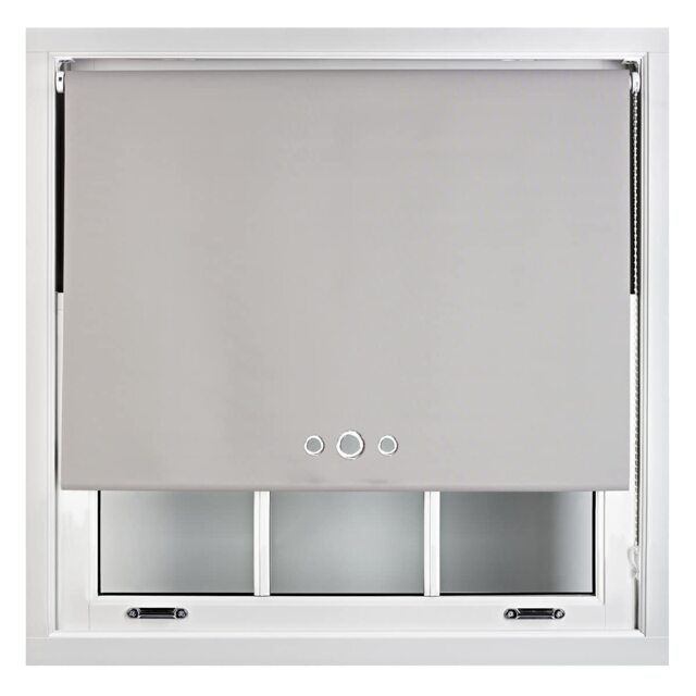 FURNISHED Custom Fit Blackout Roller Blinds with Triple Round Eyelets & Metal Fittings Grey Grey (W) 150cm x (L) 210cm