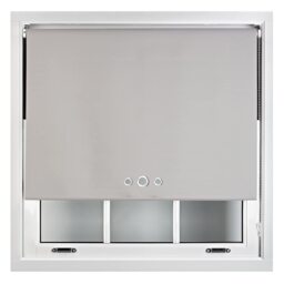 FURNISHED Custom Fit Blackout Roller Blinds with Triple Round Eyelets & Metal Fittings Grey Grey (W) 150cm x (L) 210cm
