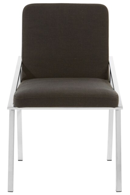 Orsina Black Dining Chair, Fabric Upholstered Armchair for Living Room, Loung Chair with Angled Arms and Steel Legs