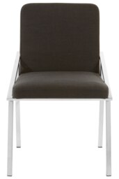 Orsina Black Dining Chair, Fabric Upholstered Armchair for Living Room, Loung Chair with Angled Arms and Steel Legs