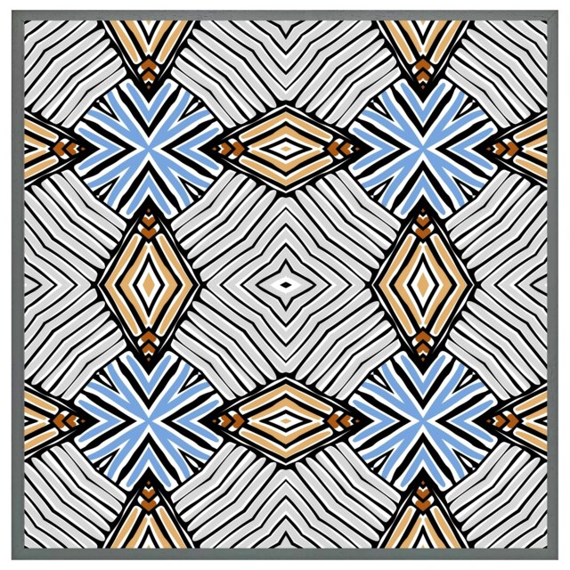 Abstract geometric shapes & hand drawn brush stokes (Picture Frame) Grey XS