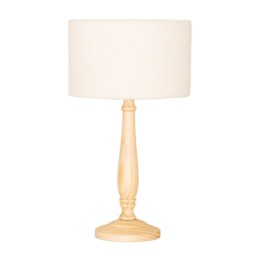 ValueLights Victoria Light Wood Table Lamp Cream Boucle Shade Brown Cream