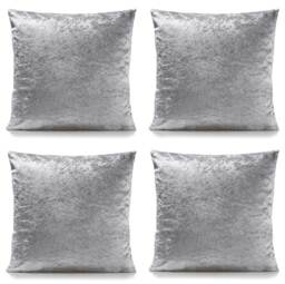 Plain Crushed Velvet 45cm x 45cm Silver Cushion Set of 4 Silver 45cm x 45cm x 10cm 4