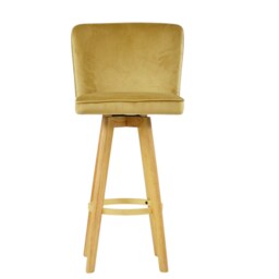 Lakeland Furniture Boden Latte Cream Velvet Wooden Fixed Leg 1 Bar Stool