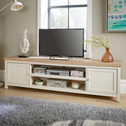 Console TV Stand Television Unit Living Room Furniture Oak Solid White