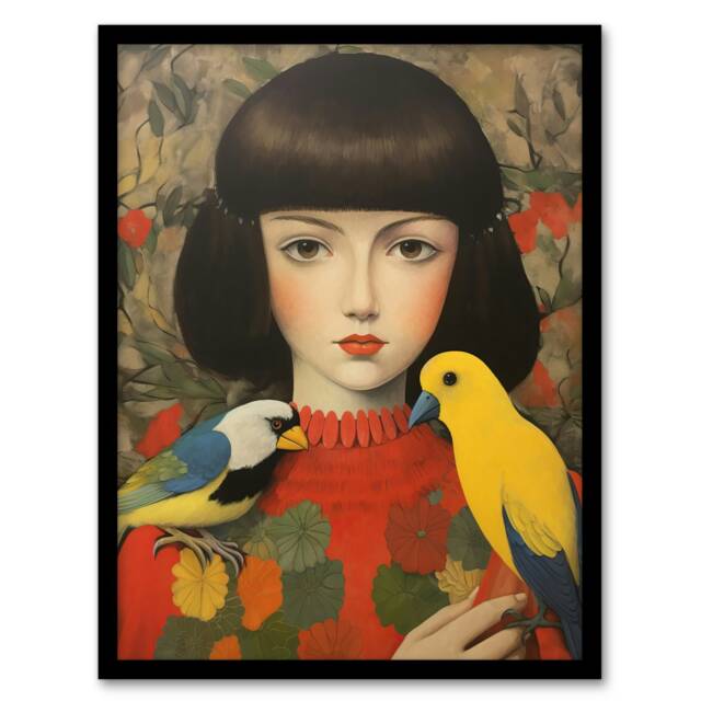 Birds of a Feather Modern Portrait Home Decor Black Framed Wall Art Print A4