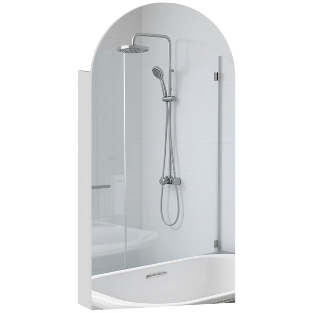 HOMCOM Bathroom Mirror Cabinet with Adjustable Glass Shelves, White White