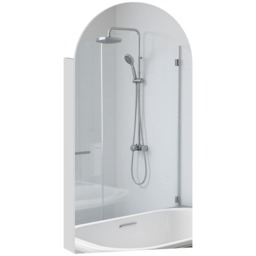 HOMCOM Bathroom Mirror Cabinet with Adjustable Glass Shelves, White White