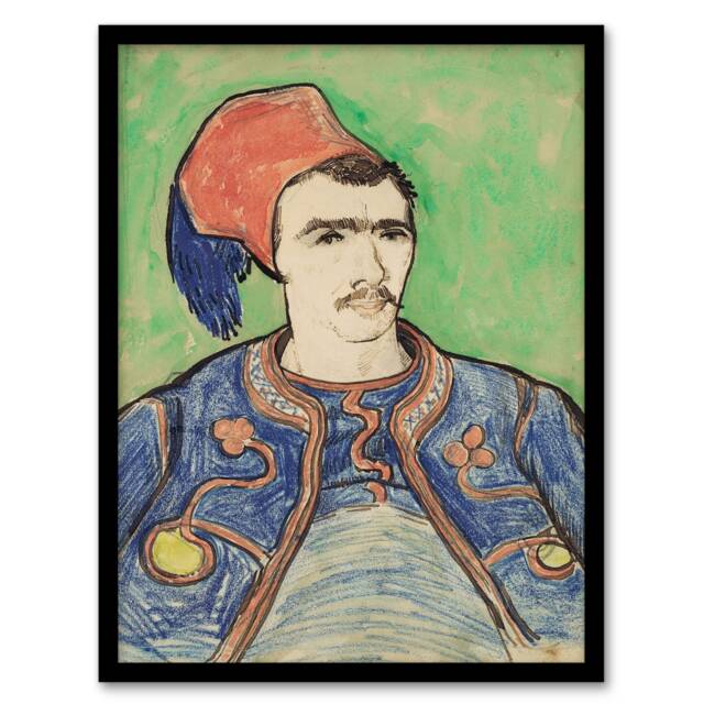 "The Zouave Infantryman Van Gogh Vintage Framed Wall Art Print 12X16"""