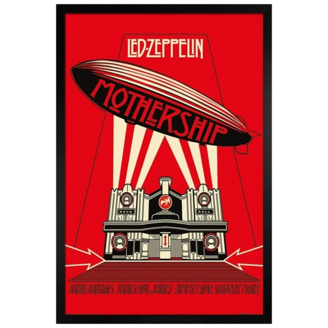 Black Wooden Framed Led Zeppelin Mothership Red Maxi Poster Multi