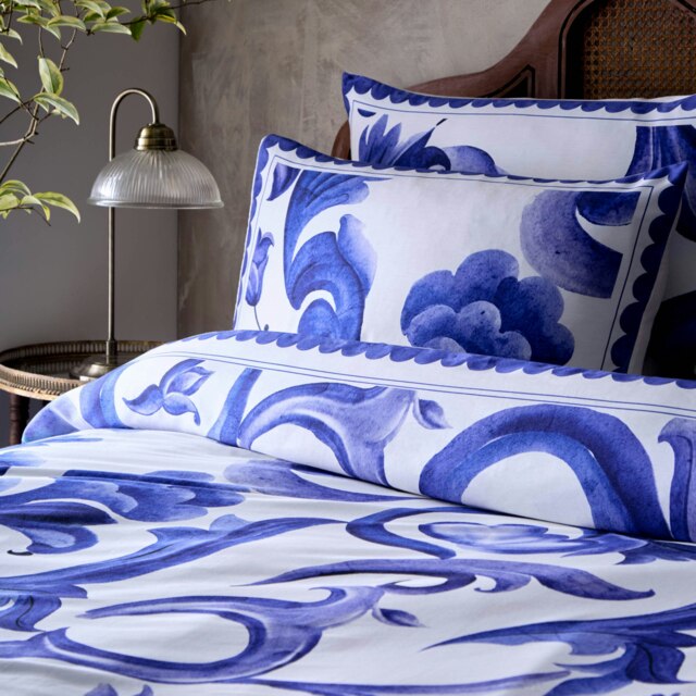 Paoletti Azzurro Printed Cotton Blue Pillowcase Pair Multi One Size 2