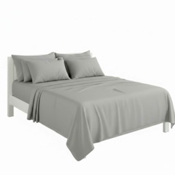 Plain Poly Cotton Easy Care Fitted Flat Sheet Matching Pillowcases Set Silver King