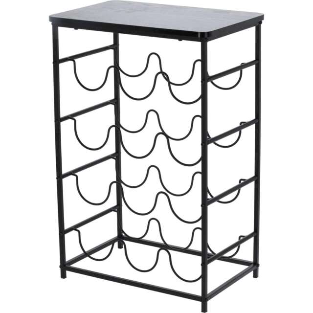 12 Bottle Wine Rack Shelf Freestanding Metal Frame Wooden Top Display Stand Grey Grey