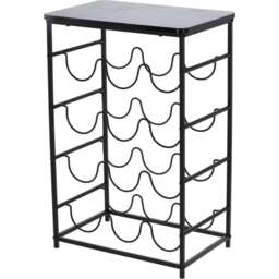 12 Bottle Wine Rack Shelf Freestanding Metal Frame Wooden Top Display Stand Grey Grey