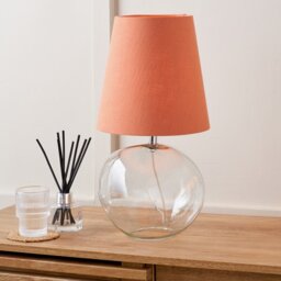 Transparent Glass Table Lamp with Terracotta Shade Clear Clear 1