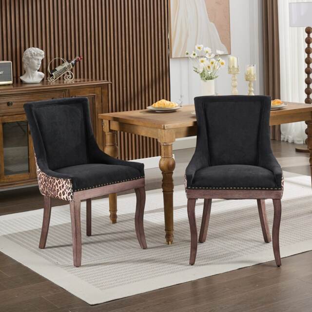 Bewley Set of 2 Modern Fabric Dining Chairs with Wooden Legs
