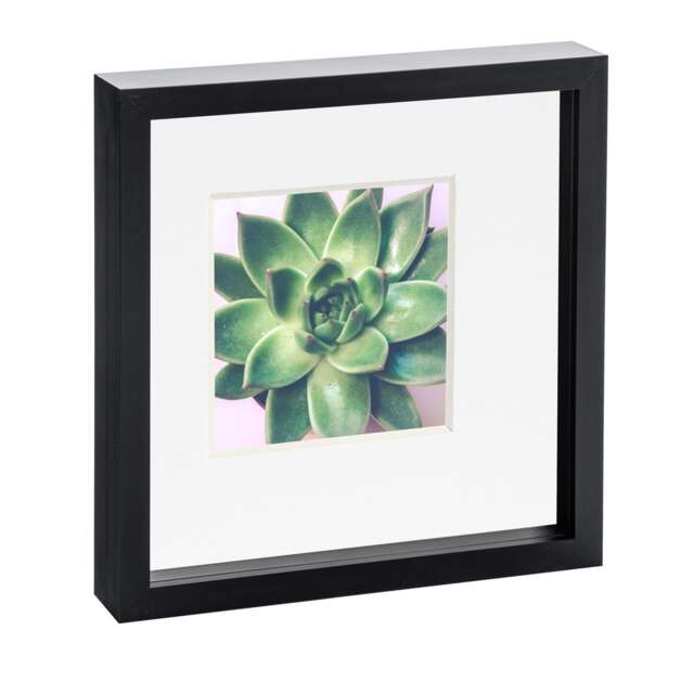 "Nicola Spring 10 x 10"" Photo Frame - Black/White Mount - 3D Photo Frame Picture Frame Box Portrait Display Case (53 x 53cm)"