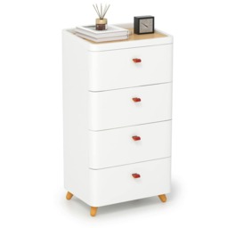 COSTWAY 4-Drawer Dresser Storage Tower w/Organizer Tray White