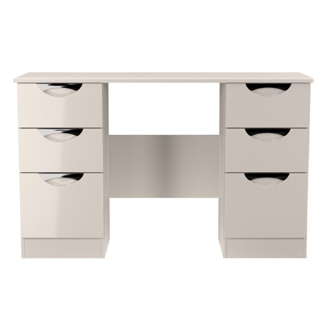 Holborn 6 Drawer Kneehole Desk in Kashmir Gloss & Kashmir (Ready Assembled) Cream Kashmir Gloss & Kashmir