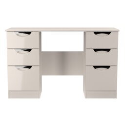 Holborn 6 Drawer Kneehole Desk in Kashmir Gloss & Kashmir (Ready Assembled) Cream Kashmir Gloss & Kashmir