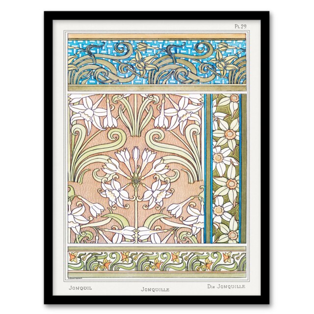 Maurice Pillard Verneuil Framed Wall Art Print Daffodil Art Nouveau Home Décor