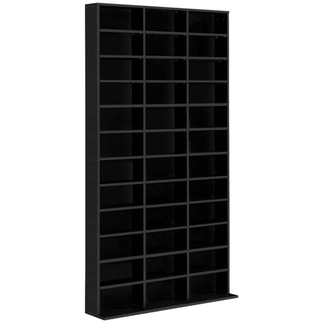 HOMCOM 1116 CD 528 DVD Storage Unit, Media Storage Shelf, Wooden Display Unit with Adjustable Shelves, 102 x 195 cm, Black