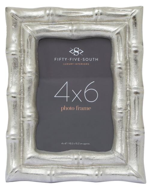 Hiba Silver Finish Bamboo Effect 4In X 6In Photo Frame Silver