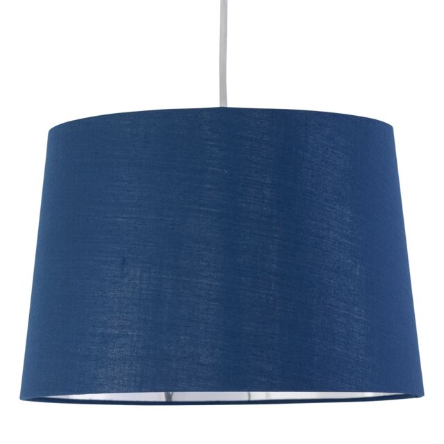 Zoey - Navy Blue with Silver Inner 28cm Easy Fit Pendant or Lamp Shade Blue Chrome Medium 1