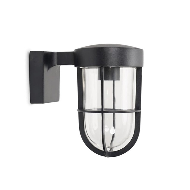 ValueLights Fanar Matte Black Industrial Bathroom Wall Light Black