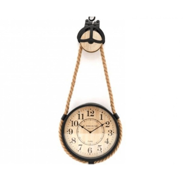 Sifcon International Wood and Metal Rustic Rope Wall Hanging Clock