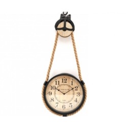 Sifcon International Wood and Metal Rustic Rope Wall Hanging Clock