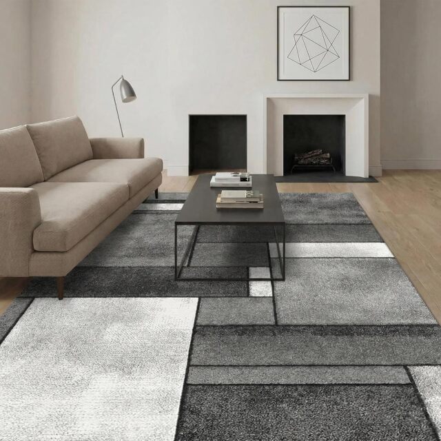 Short Pile Rectangular Mosaic Pattern Rug 140x200cm