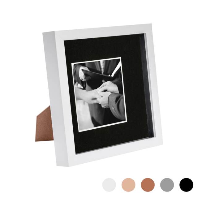 "Nicola Spring 8 x 8"" Photo Frame - White/Black Mount - 3D Photo Frame Picture Frame Box Portrait Display Case (22.5 x 22.5cm)"