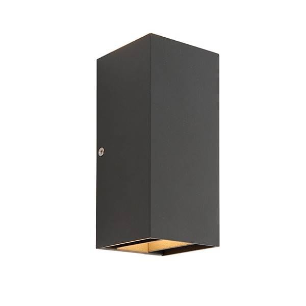 Glover Integrated LED 2 Light Outdoor Up Down Wall Light Matt Black, Glass IP44
