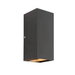 Glover Integrated LED 2 Light Outdoor Up Down Wall Light Matt Black, Glass IP44
