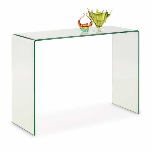 Caledon Bent Glass Console Table in Clear