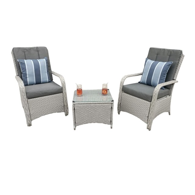 Leigh Wicker Rattan Natural Bistro Set with outdoor cushion
