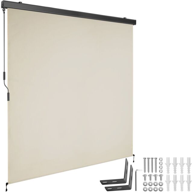 Vertical Awning Eloise - installation materials included, retractable, UV blocking Cream beige 180 x 250 cm 1