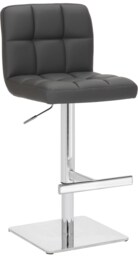Deluxe Allegro Real Leather Kitchen Bar Stool with Adjustable Height & Weighted Base, Charcoal Grey
