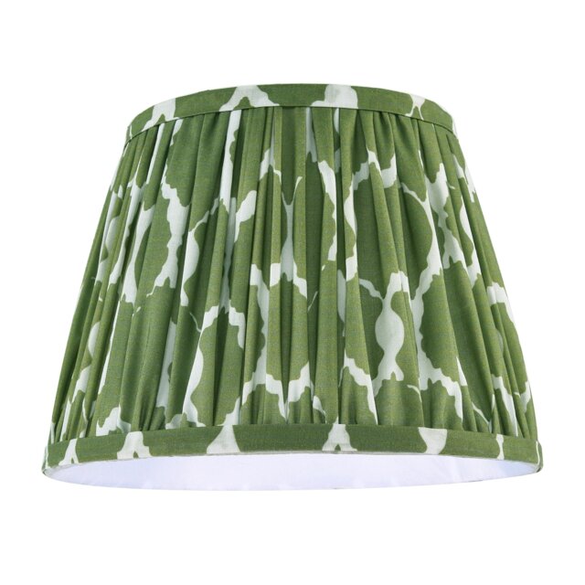 Modern Olive Green Pleated Cotton Fabric Lamp Shade with Wavy Design
