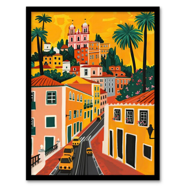 Mexico City Santa Prisca Church Cityscape Black Framed Wall Art Print A4